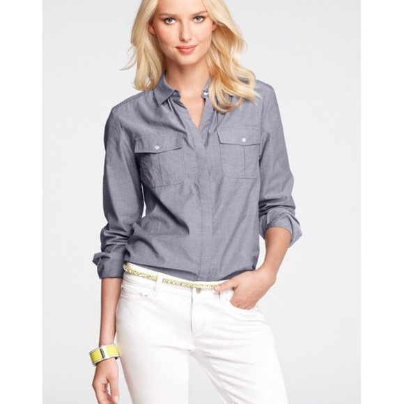 Ann Taylor Tops - Ann Taylor Soft Chambray Long Sleeve Button Down